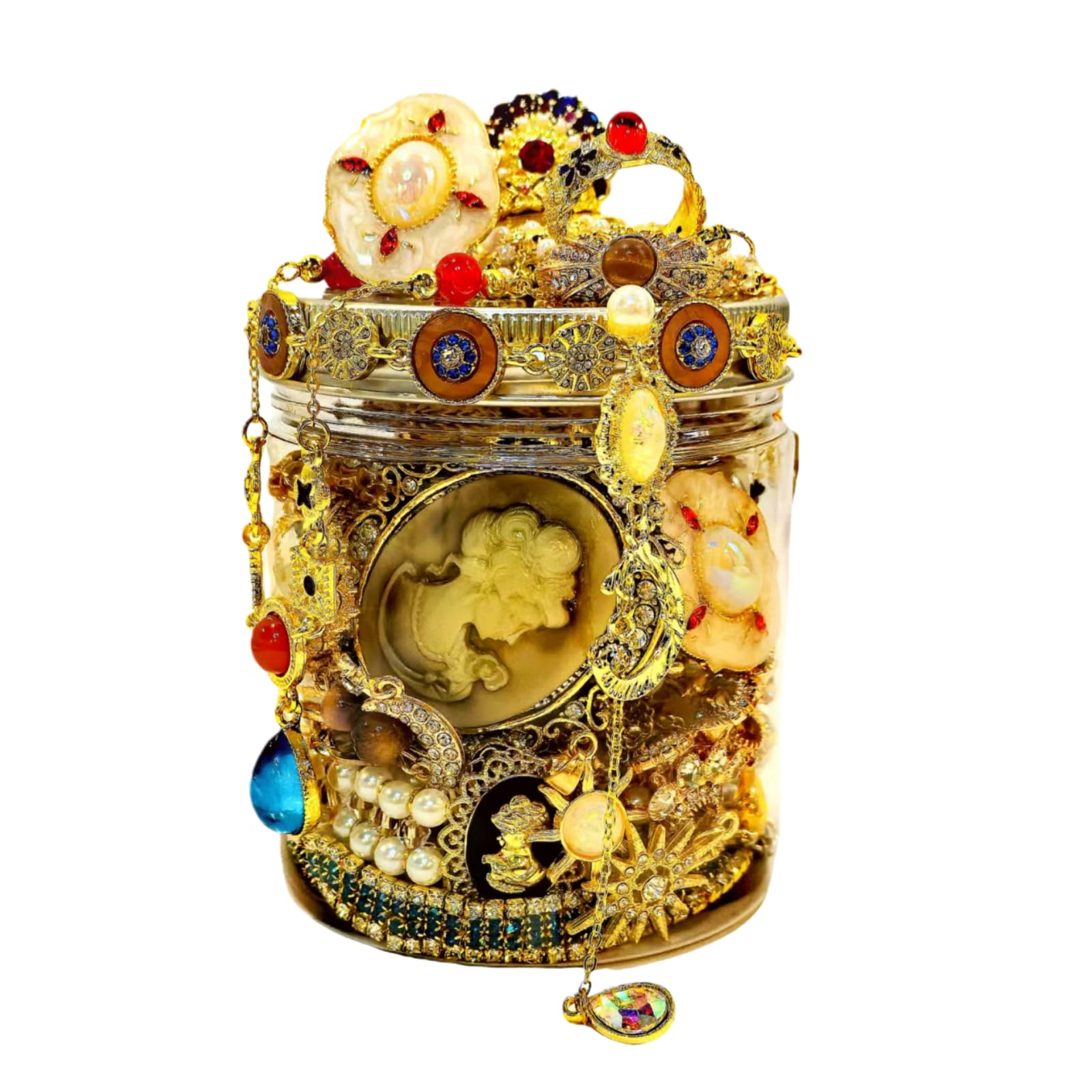 30 PCS Mystery Jewelry Jar, Surprise Gold Vintage Jewelry Set for Woman, Includes Victorian Necklaces, Earrings, Rings and Bracelets, Unique Surprise Gifts Jewelry Box for Her