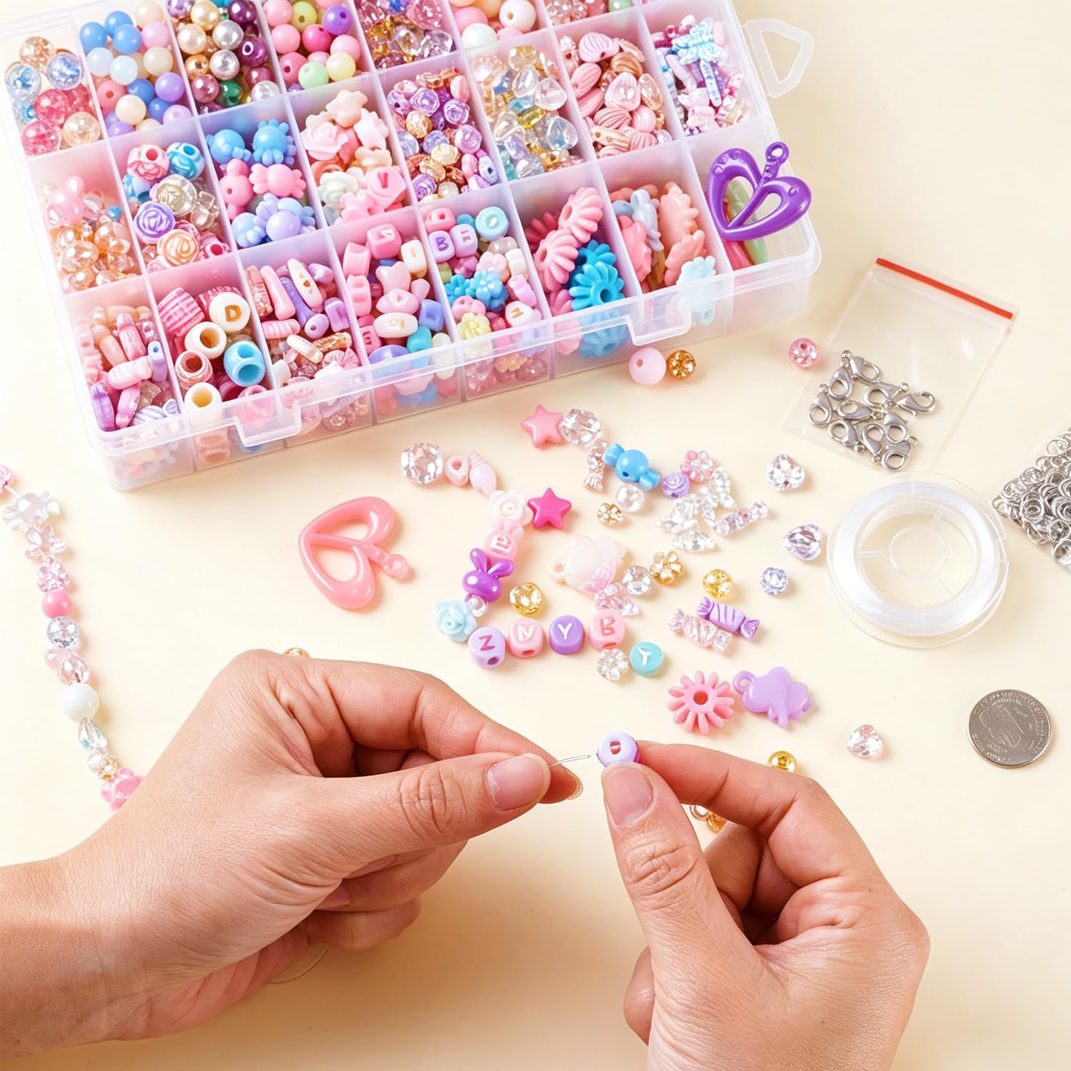 Scatole portaoggetti per piccoli oggetti, scatole trasparenti in plastica con divisori regolabili, scatole portaoggetti in plastica per perline, artigianato, gioielli, 4 pezzi