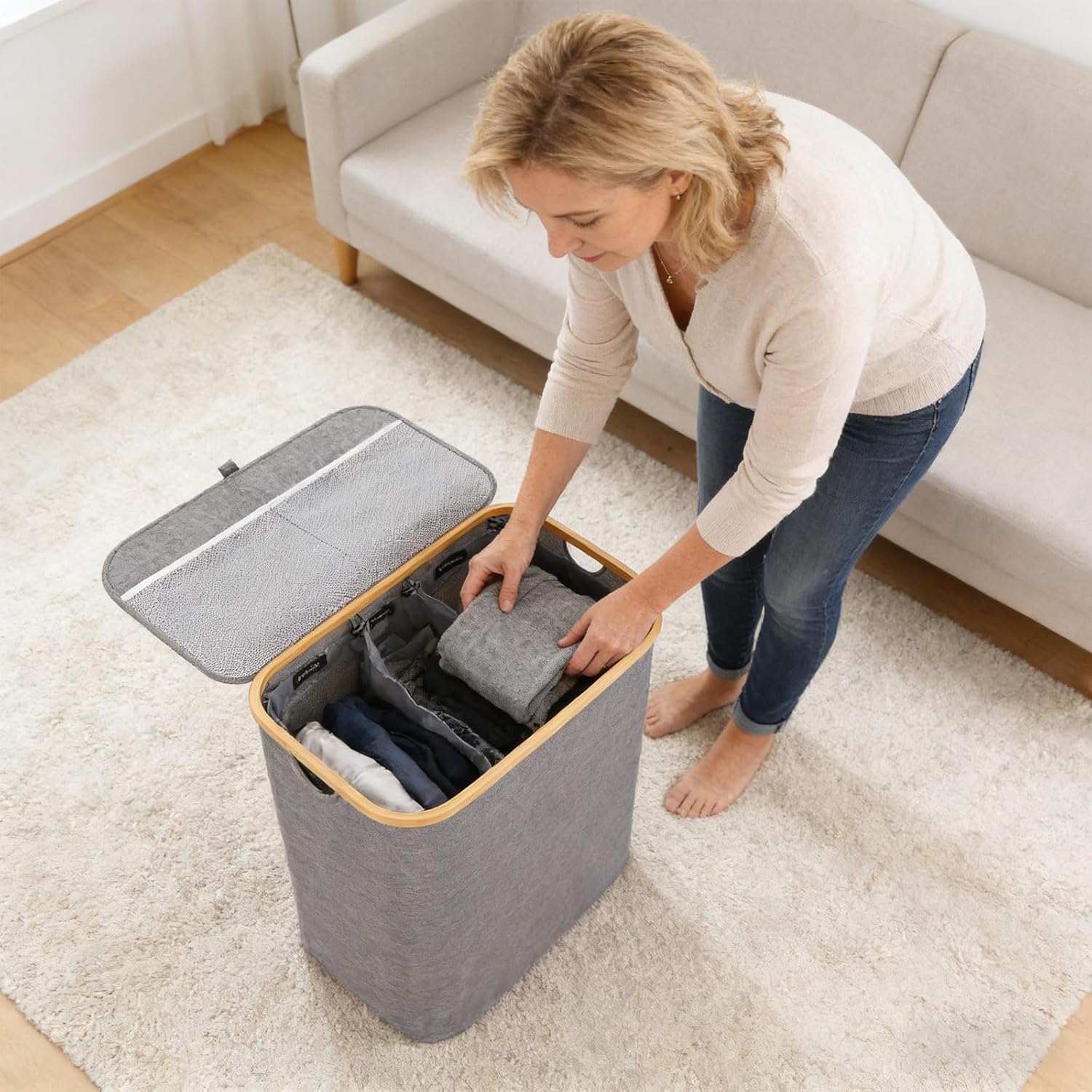 Extra Large Capacity Foldable Laundry Hamper with Oxford Fabric Breathable Design and Sturdy Handles for Easy Transportation