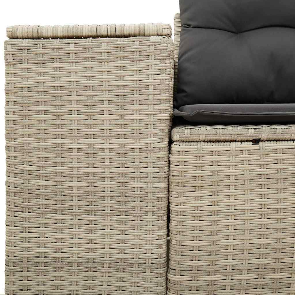 Sofa ogrodowa z poduszką, 2-osobowa, jasnoszara, zestaw mebli outdoorowych, odporna na promieniowanie UV, łatwa w pielęgnacji, na taras, balkon, do ogrodu, 186 x 62 x 69 cm