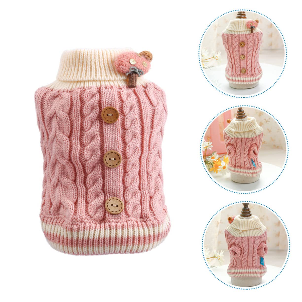 BESPORTBLE 5 Pièces Gilet en Coton pour Chiot Costume De Chien De Compagnie Pull Chaud pour Chien Pull pour d'hiver d'hiver pour Joli pour Chiot Rose en Tissu