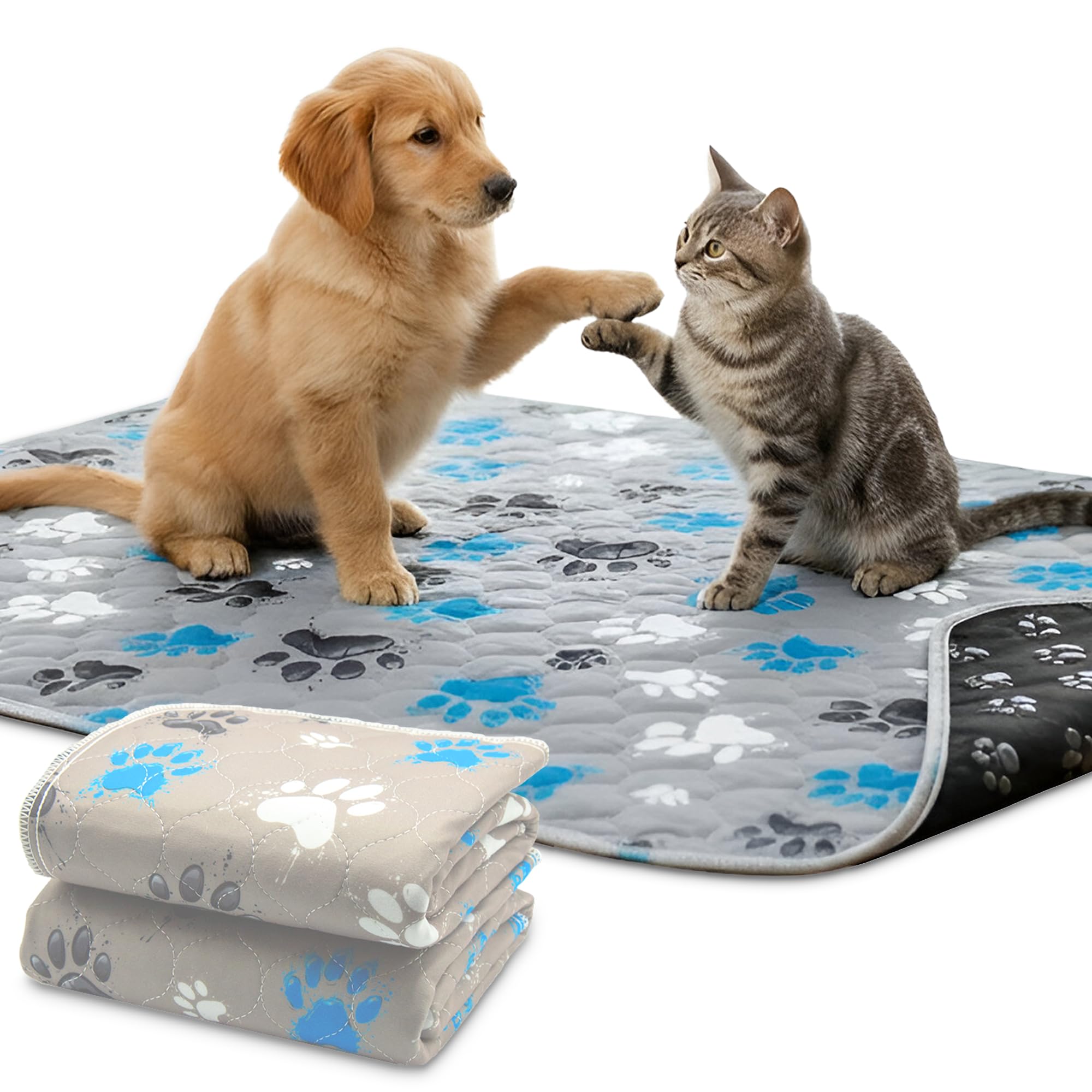 MAGNUS CREATIONS 5-Layer Washable Puppy Training Pads, Grey V2, 80 x 90 cm