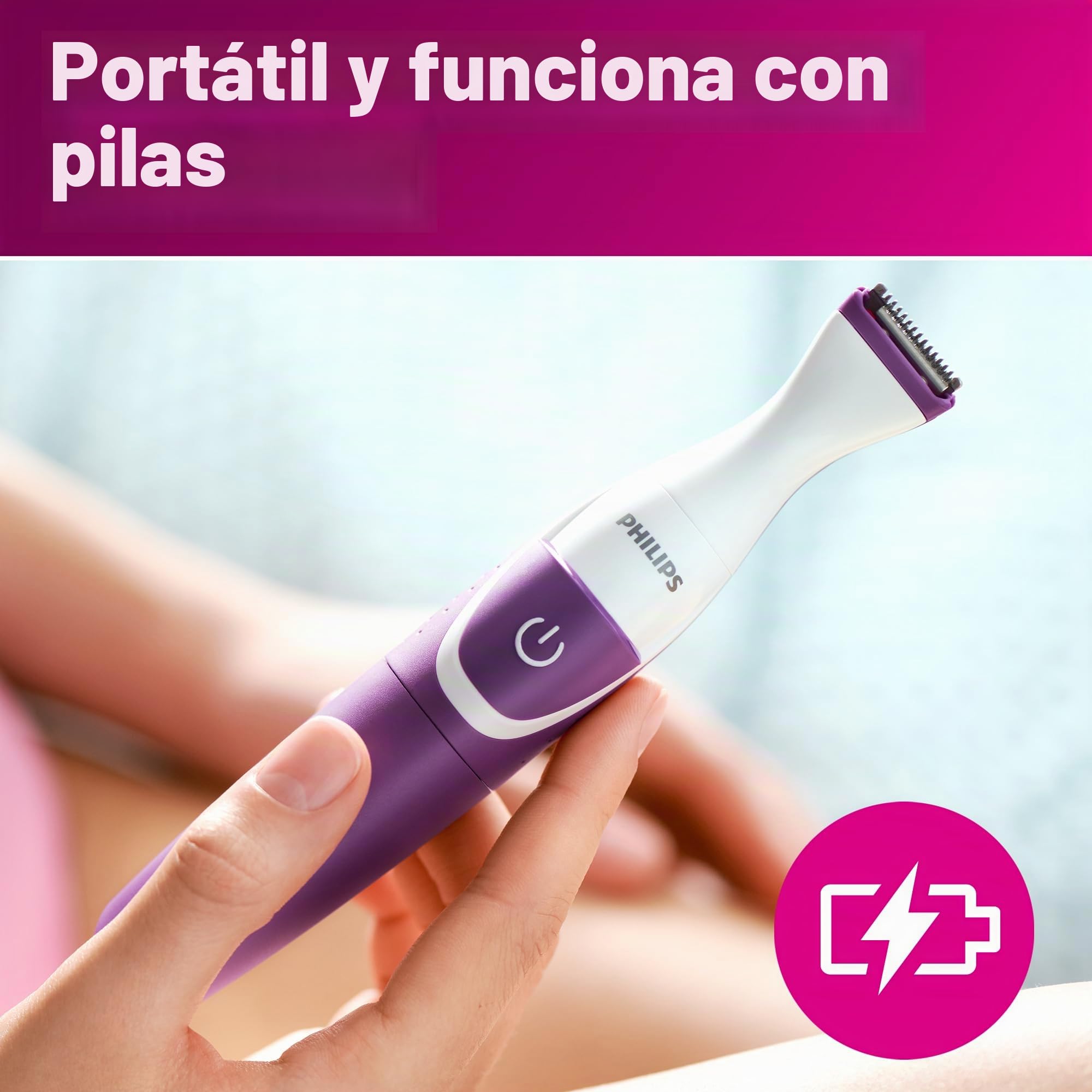 Philips Bikini Genie BRT383/50 - Recortadora inalámbrica para depilación de línea de bikini, con cabezal de afeitado y peine, BRT383/50