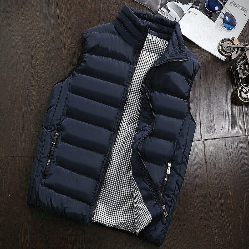 Daunenweste Herren - Lässige Ärmellose Weste Für Herren, Einfarbige Weste Mit Stehkragen, Klassische Schwarze Jacke, Winddichte, Warme Winterweste In Übergröße Für Herren, Studenten, Jugend, J