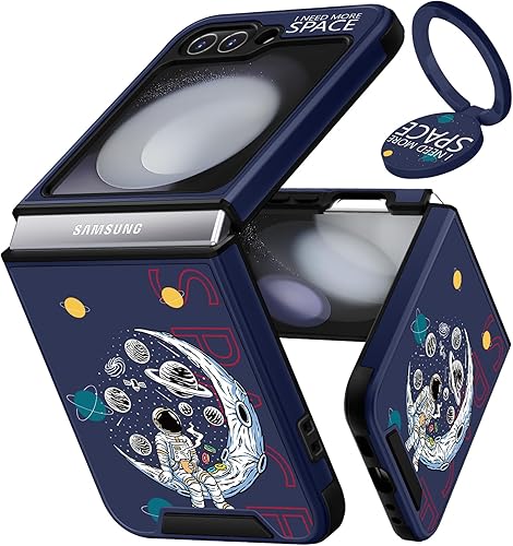 Funda 2 en 1 para Samsung Galaxy Z Flip 5, funda de astronauta para niños, linda funda de teléfono para mujeres, diseño de dibujos animados con