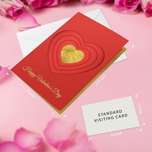 Miniatura 4 de easykart labels 10 tarjetas de felicitación para el día de San Valentín, corazón de lámina dorada con sobres y calcomanías de sello, 6.75 x 4.5