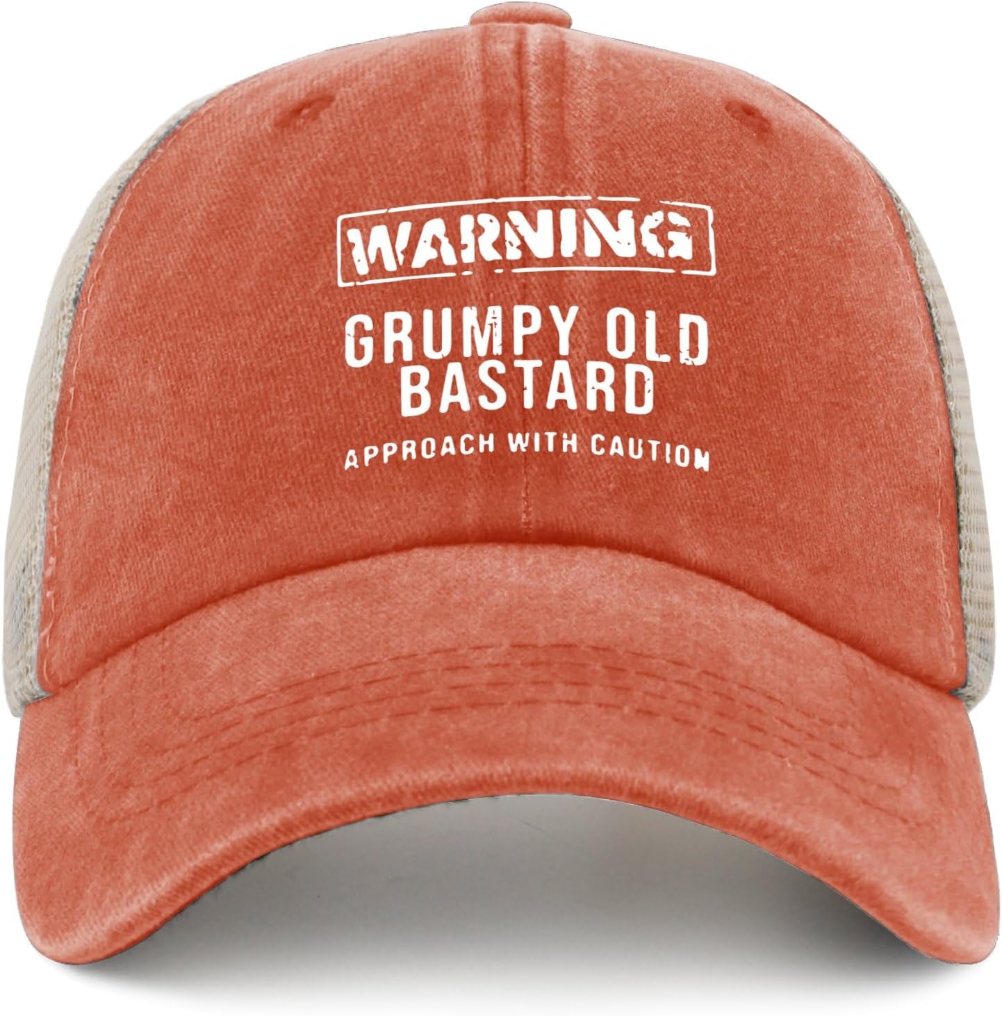 Funny Hat Warning Grumpys Old Bastards Approachs with Caution Hat Trucker Hat Women Trendy Mesh Baseball Cap for Summer Saffron