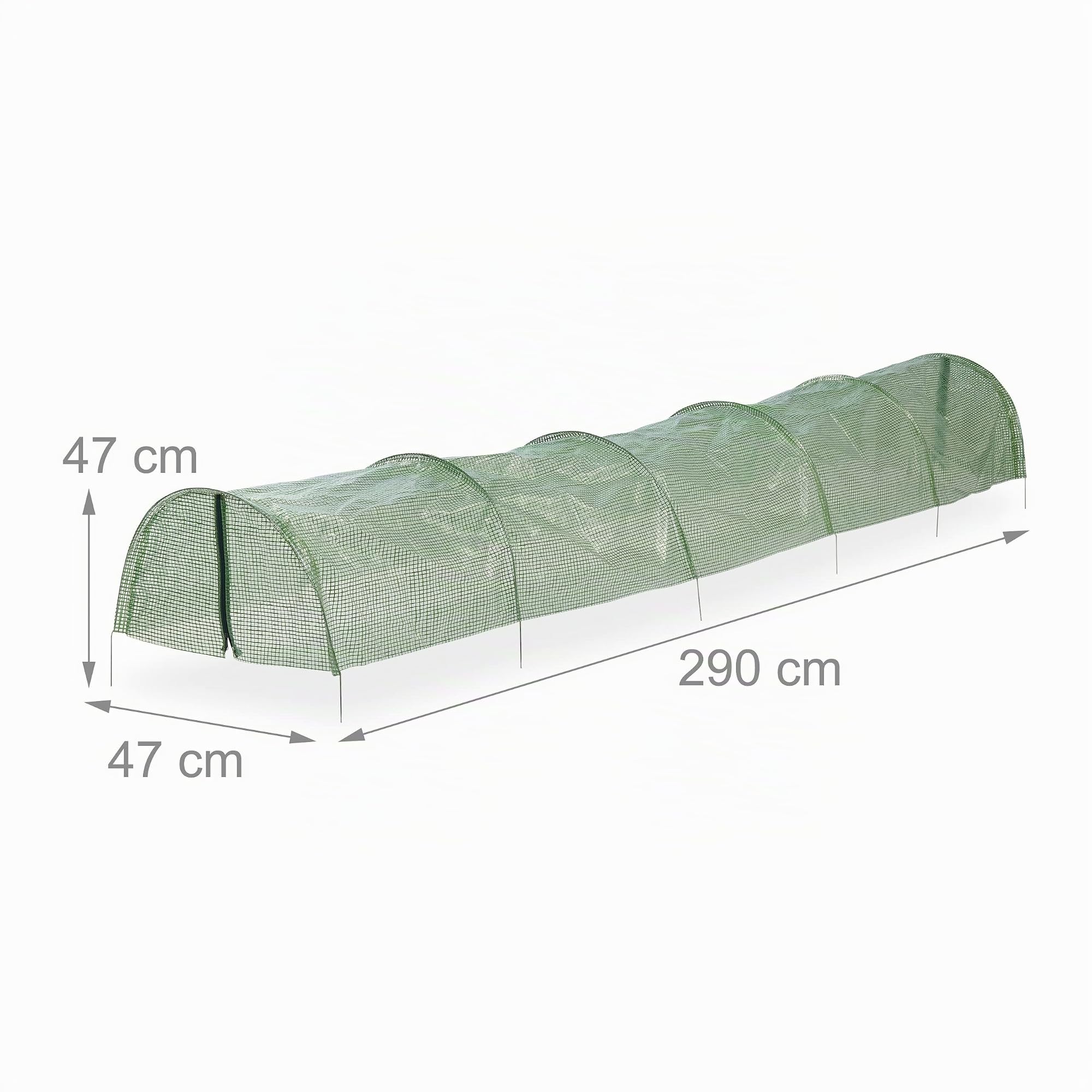 Relaxdays Folientunnel, 2er Set, 2,9 m Länge, PE-Folie mit Reißverschluss, Frühbeet, Aufzucht, Pflanzentunnel, grün