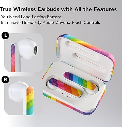 Miniatura 7 de Auriculares inalámbricos verdaderos, auriculares con micrófono y controles táctiles, auriculares Bluetooth recargables, compatibles con teléfonos,