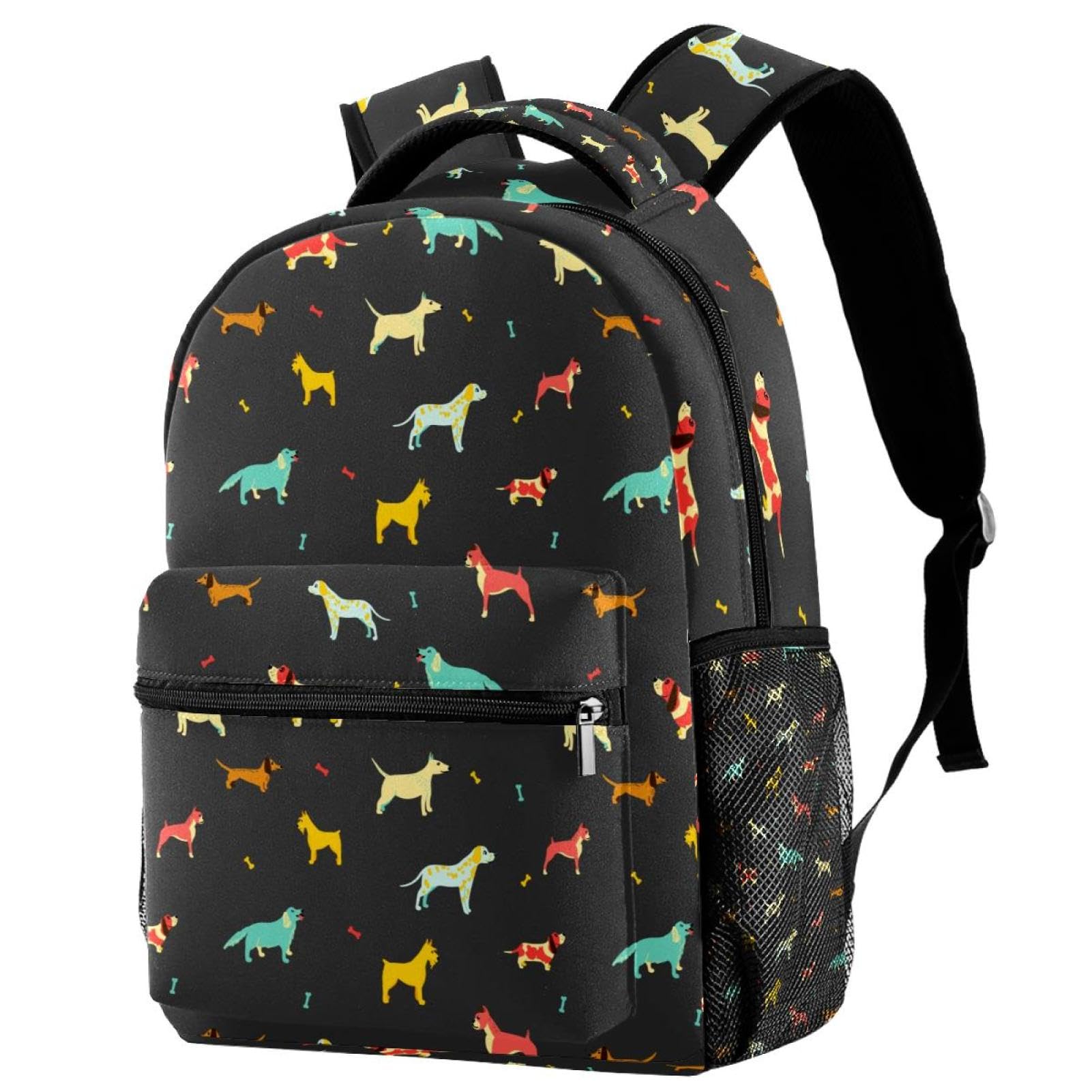 Sac à dos d'école robuste anti-déchirure imprimé os et chiens