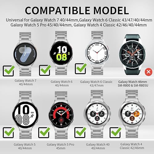 Vista 36 de GOLDTOLUCK No Gap Stainless Steel Band Compatible with Samsung Galaxy Watch 8 7 6 5 4 Classic FE Pro Ultra 40mm 44mm 46mm 43mm 47mm 45mm 42mm