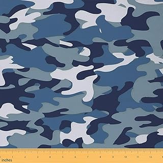 Feelyou Camouflage Upholstery Fabric by The Yard, Camo Reupholstery Fabric for Chairs,Military Style Decorative Waterproof Outdoor Fabric, 1 Yard,Navy Blue Grey Black