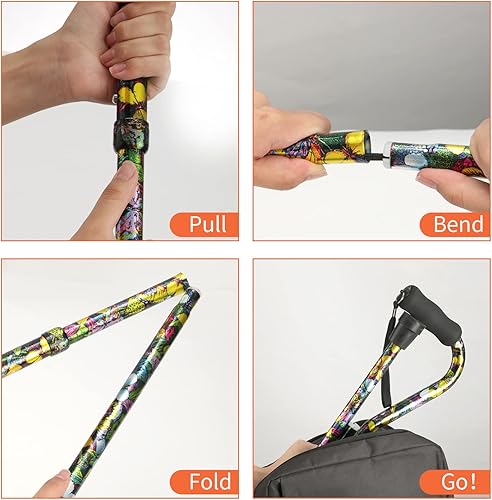 Miniatura 4 de Walking Cane YOKABOZE Folding Walking Cane Adjustable Canes and Lightweight Aluminum Walking Stick for MenWomen Balancing Mobility Aid Cane