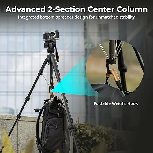 Miniatura 2 de SmallRig Soporte de trípode para cámara de 71" AP-21, trípode de viaje para iPhone y cámara para Canon para Nikon con soporte para teléfono y bolsa