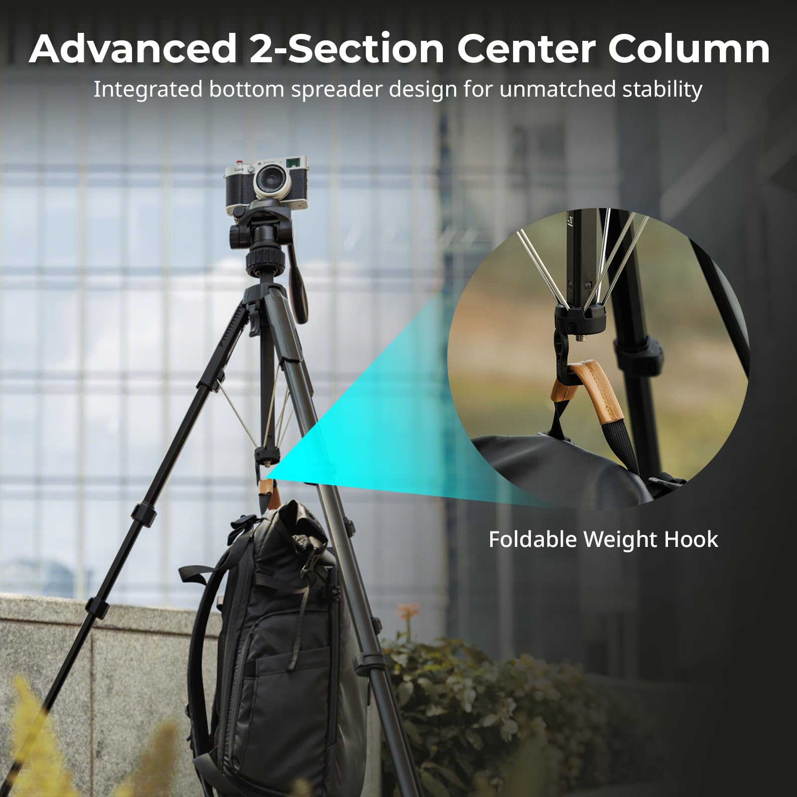 SMALLRIG Statyw fotograficzny 71" AP-21, statyw podróżny do iPhone'a i aparatów Canon i Nikon z klipsem do telefonu i torbą transportową, przenośny statyw fotograficzny z nogami z blokadą - 5351