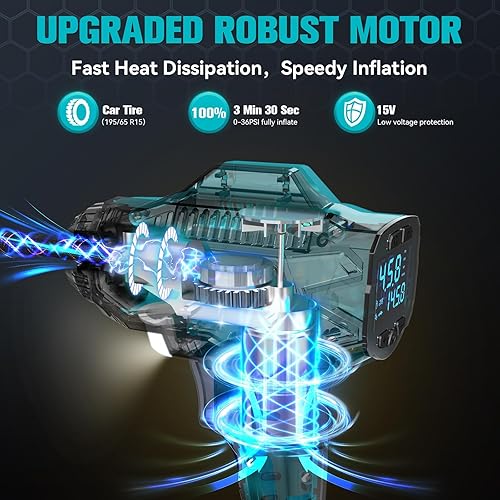 Miniatura 8 de Inflador de neumáticos inalámbrico Compresor de aire para batería Dewalt de 20 V máximo, bomba de aire portátil de mano con medidor de presión