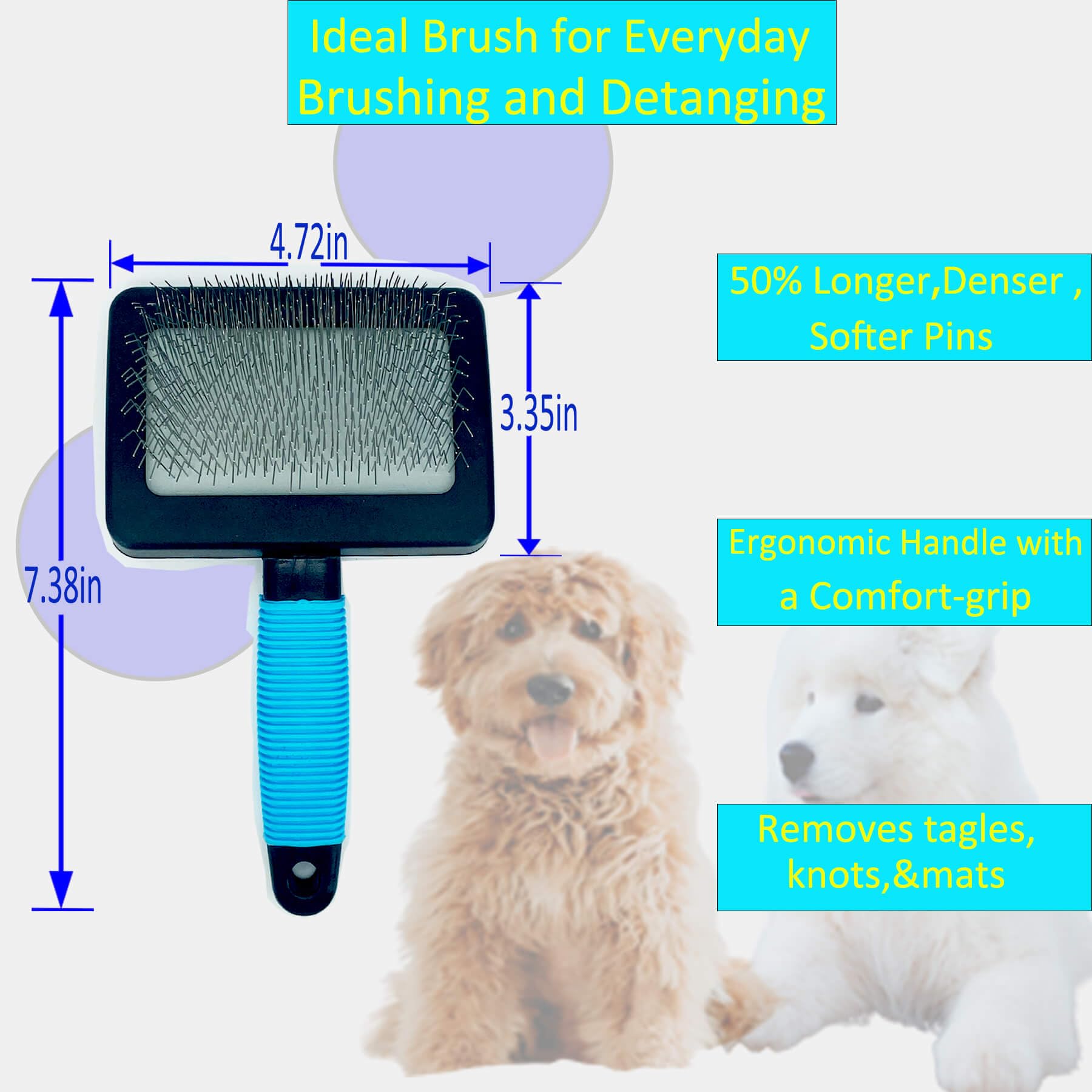 Duża mocna szczotka do sierści dla psów Goldendoodles - szczotka do sierści zwierząt domowych z miękkimi szpilkami do masażu ze stali nierdzewnej, szczotka druciana do pielęgnacji zwierząt domowych i zsuwania - 25 mm