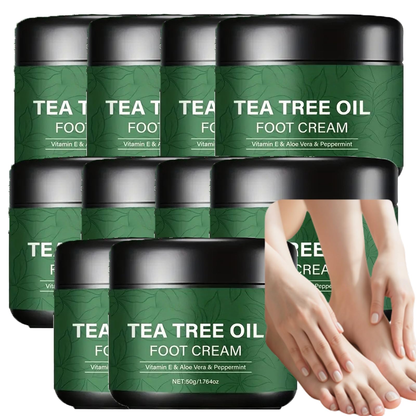 Crème pieds l'huile d'arbre thé, crème talons fissurés, cream peau l'arbre thé, huile pieds, cream feet talons fissurés peau sèche, feet améliorent rugosité Hydratation, quotidienne voyages (10pcs)
