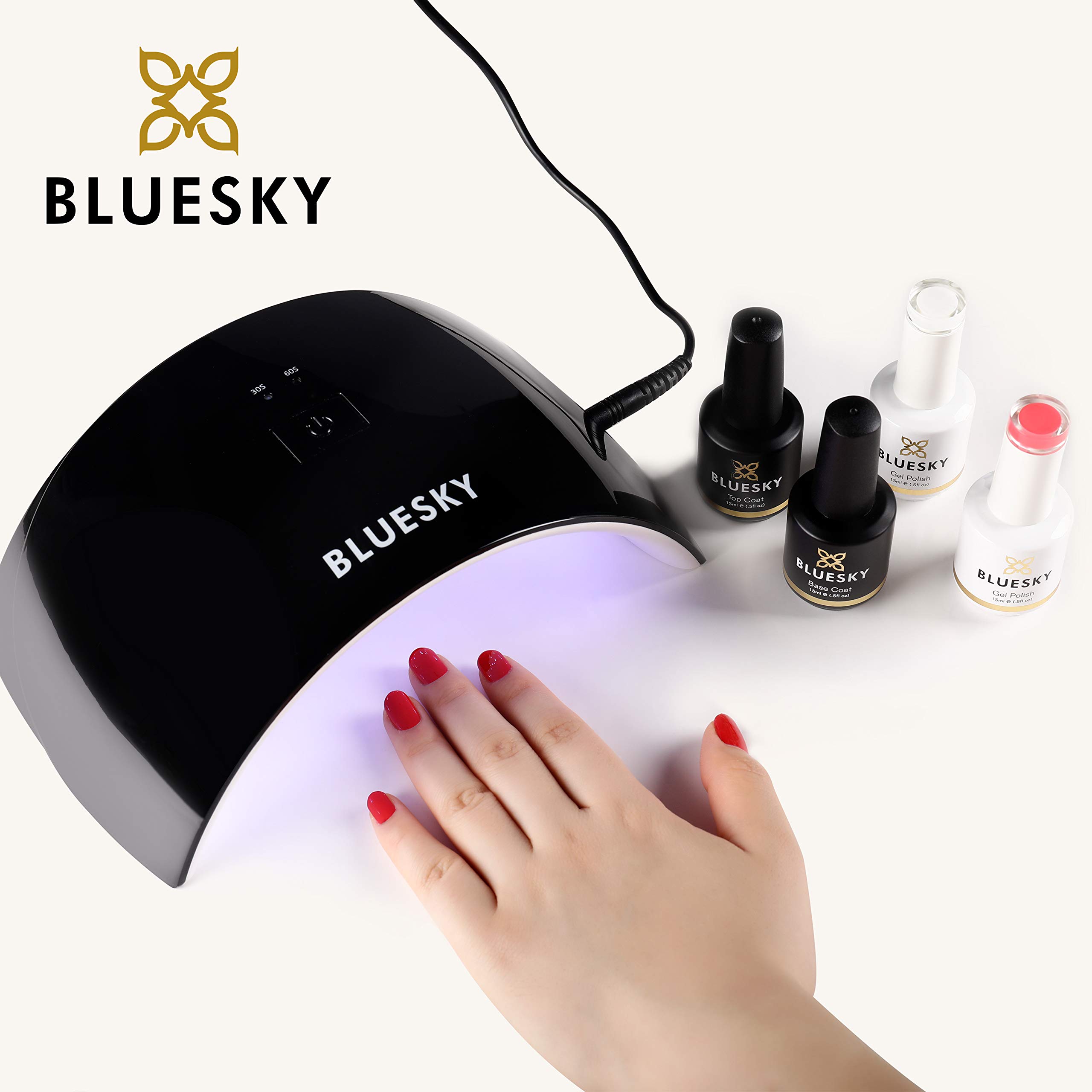 Zestaw startowy policji policji z żelami Bluesky z profesjonalną lampą LED 24 W, górny i podstawowy zestaw 5 ml, olej na naskórek 5 ml, chusteczki oczyszczające x 100, zmywacza x 100