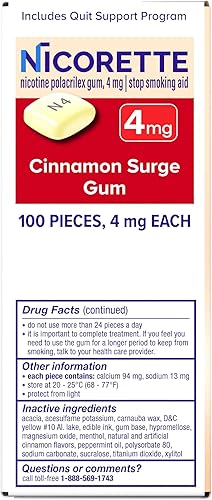 Miniatura 12 de Nicorette Ayuda para dejar de fumar goma de mascar de nicotina, 4 mg, sabor a oleada de canela, 2 x 100
