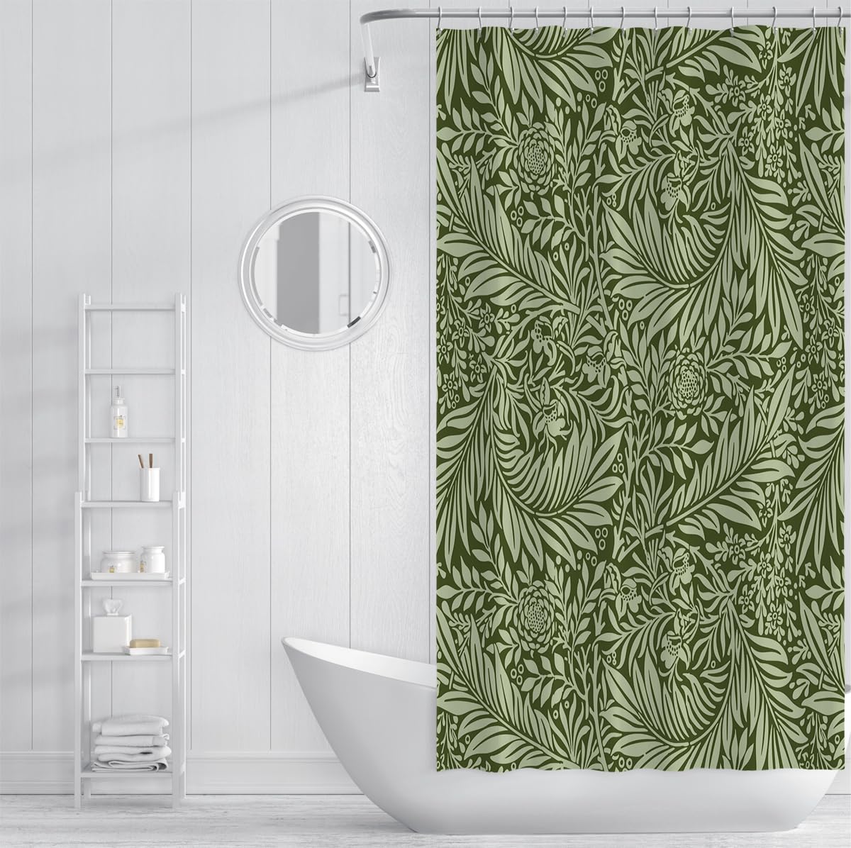 Cortina de Ducha Estilo Morris Maravilla Verde Oscuro 150x180cm