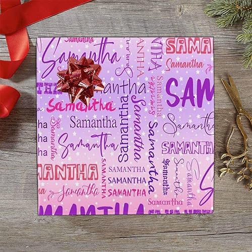 Miniatura 5 de casecoco Rollos de papel de regalo con nombre personalizado para niñas y niños, envoltura de regalo de Navidad personalizada para niños, mujeres y