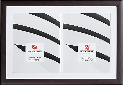 Miniatura 7 de Craig Frames Marco de fotos plateado cepillado de 12 x 18 pulgadas, tapete de collage blanco individual con 2 aberturas de 8 x 10 pulgadas