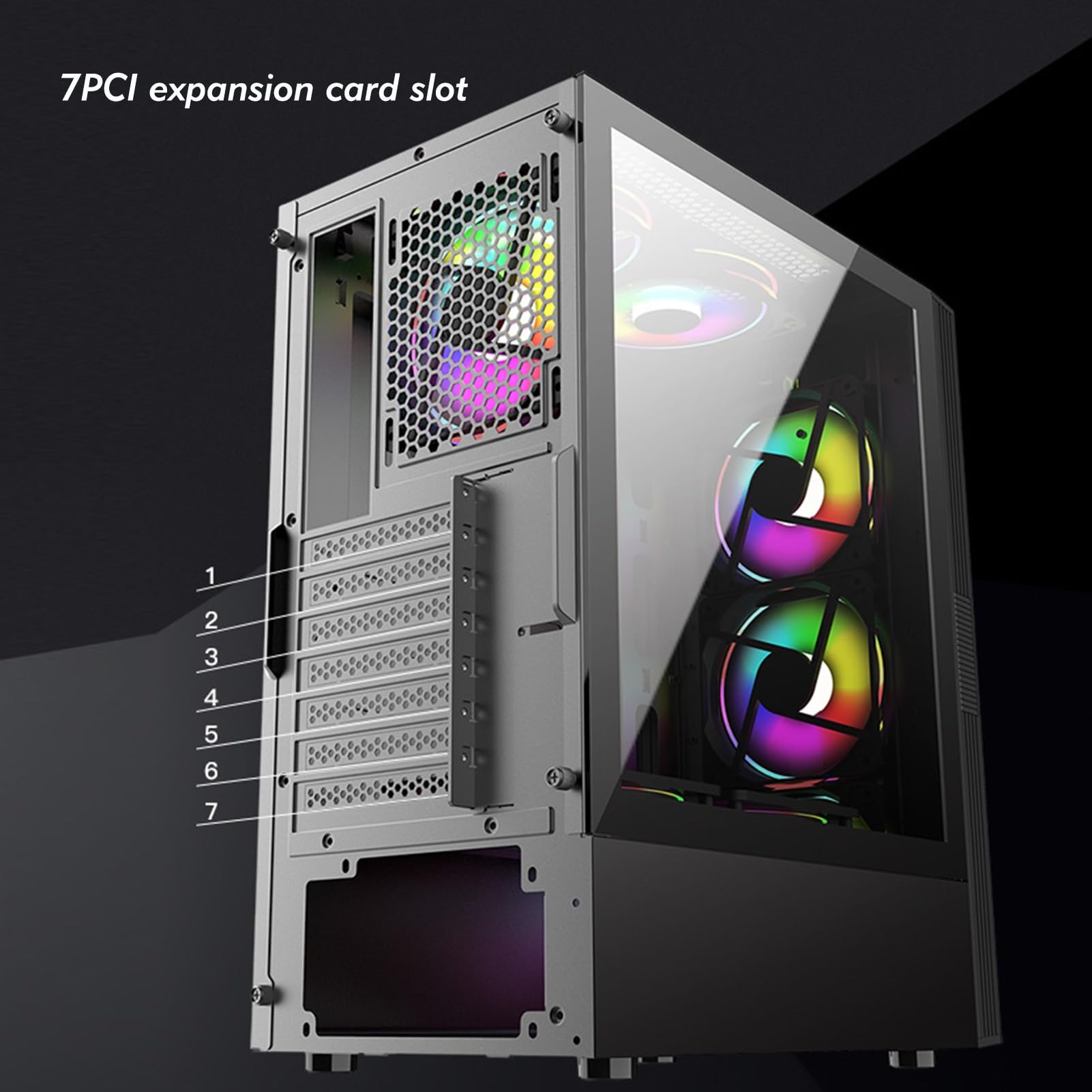 Obudowa komputera, obudowa do gier ATX, wyposażona w listwę świetlną RGB, obudowa Mid-Tower ATX M-ATX ITX, wentylator 6x120mm, panel boczny ze szkła hartowanego