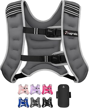 Weighted Vest for Women Men - 8lb/10lb/12lb/16lb/20lb Weight Vest | Reflective Stripe, Detachable Phone Pouch, Ideal for Walking, Strength Training, Running, Workout, Cardio and Weight Loss