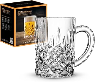 Nachtmann Noblesse Collection Beer Mug with Handle - 21.2oz Clear Crystal Glass
