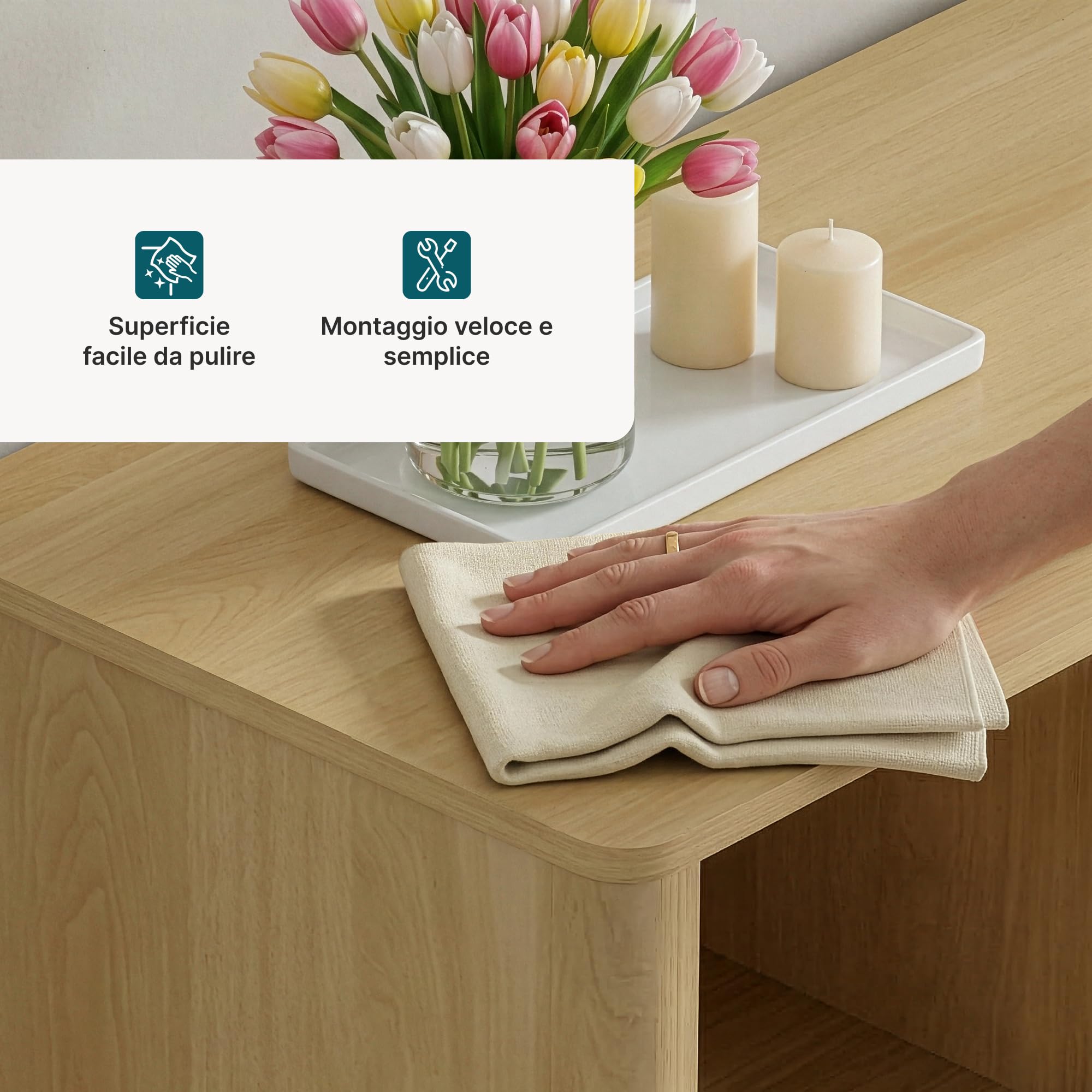 [en.casa] Mobile Contenitore Multiuso a 2 Ante Credenza con 4 Vani Portaoggetti Scomparti Chiusi Aperti per Soggiorno Camera da Letto Ingresso Studio 85 x 75 x 30 cm - Effetto Rovere/Rattan