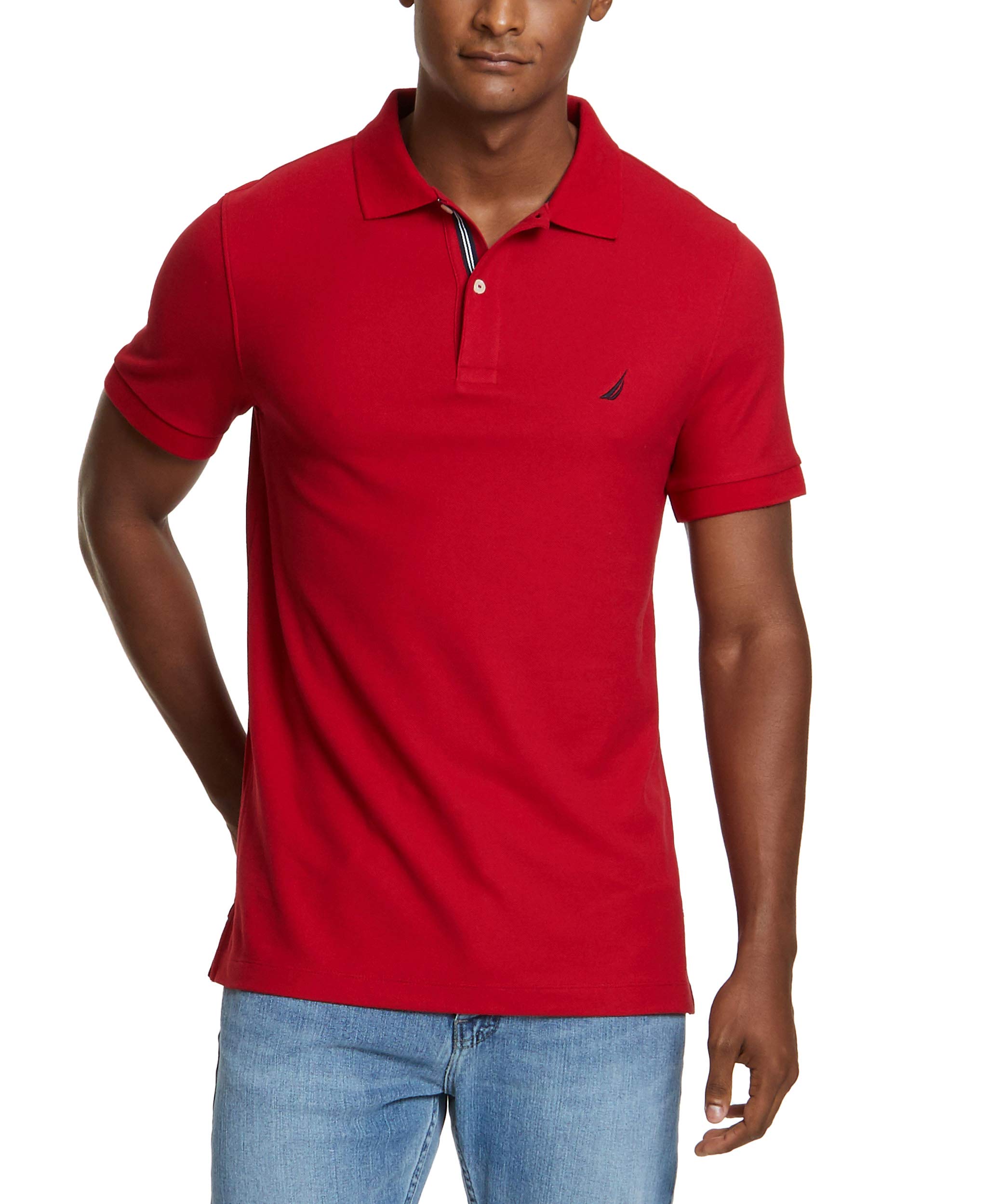 Nautica SHIRT メンズ US サイズ: Small カラー: レッド Amazon | Nautica メンズ スリムフィット 半袖 無地 ポロシャツ