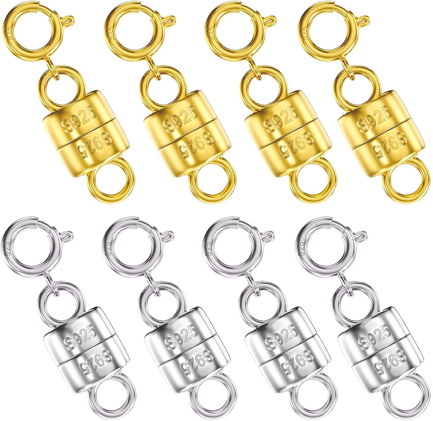 OHINGLT 925 Sterling Silver Magnetic Necklace Clasps and Closures,Gold and Silver Magnetic Clasp Converter for Jewelry Making Supplies,Chain Extender Connector for Small Necklace Bracelet