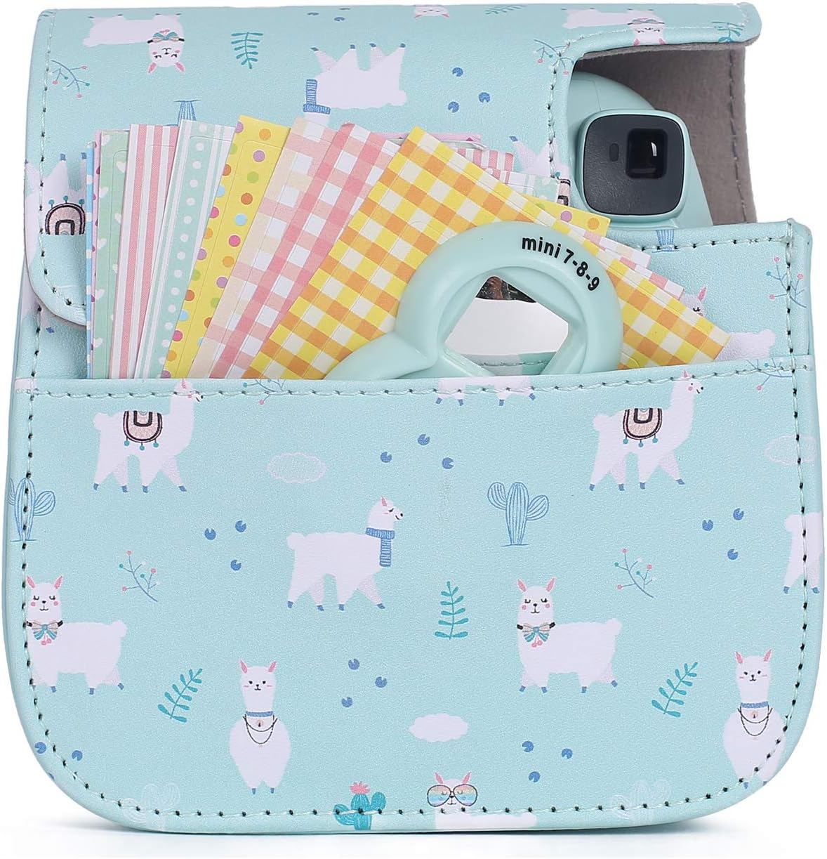 Phetium Protective Case Compatible with Instax Mini 11 Instant Camera, Soft PU Leather Bag with Pocket and Removable Shoulder Strap (Alpaca Blue)