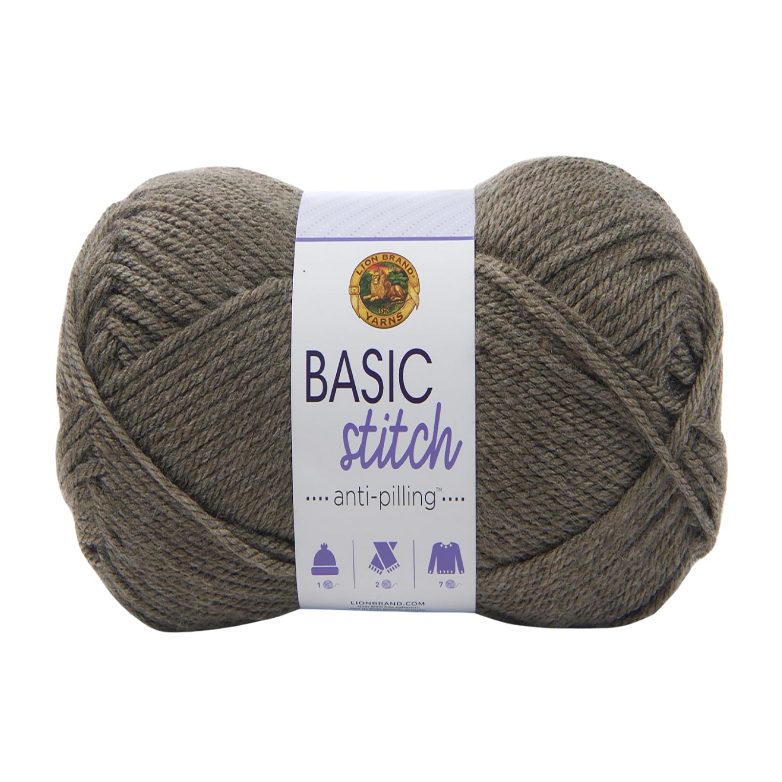 Fil à coudre chaud Lion Brand Taupe chiné pour tricot d'hiver confortable