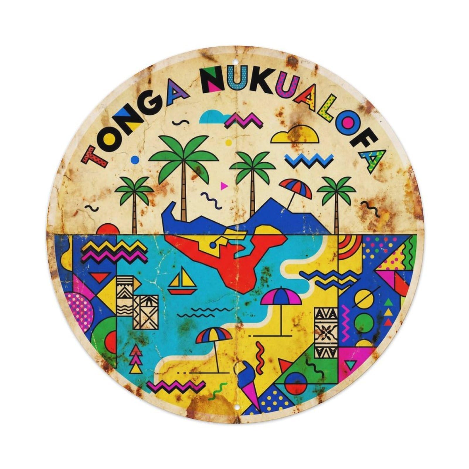 Tonga Nukualofa Seaside Scenery Colorblock Metal Tin Sign