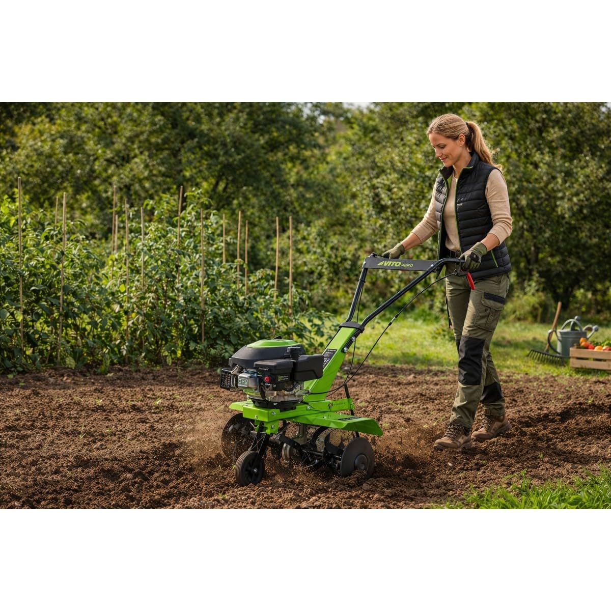 VITO – Motobinadora térmica 5 CV 149 Cm3 ancho de trabajo 630 mm fresa Ø260 mm – Motobinosa gasolina 4T Labourer Jardín Huerto