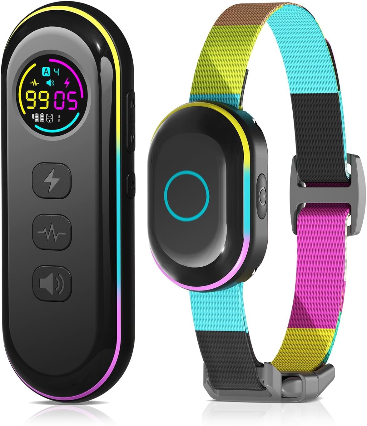 2024release 2-in-1 Dog Shock Collar & Dog Bark Collar with Remote - 0.1s Command Response with 5 Adjustable Sensitivity & 3 Modes 200 Adjustable Intensity & 3300FT Remote, IP67 Waterproof（Multicolor）