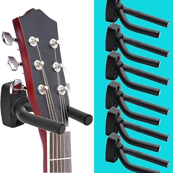 Guitar Wall Hangers 6 Pack Wall Hanging Guitar Holder Bass Acoustic Electric Guitar Display Stand Wall Hook for Stringed Instruments Mandolin Banjo Ukulele Guitar Accessories Easy Installation