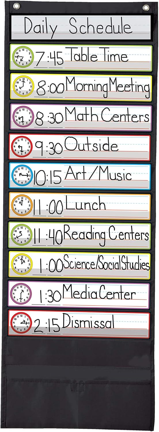 Carson-Dellosa CD-158572 Deluxe Scheduling Pocket Chart, Black