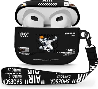 Gedicht for Airpods 3 Case, Cute Cool Astronaut Pattern TPU Soft Case, Shockproof with Lanyard & Keychain