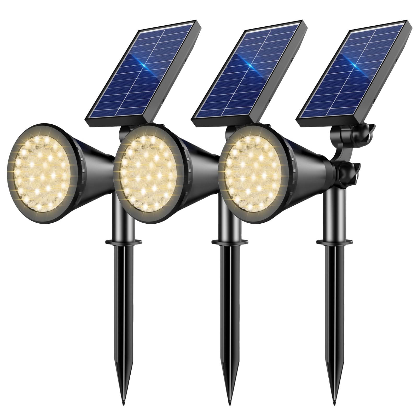 Solar Lights Outdoor Waterproof Spot Lights, Warm White 3 Pack