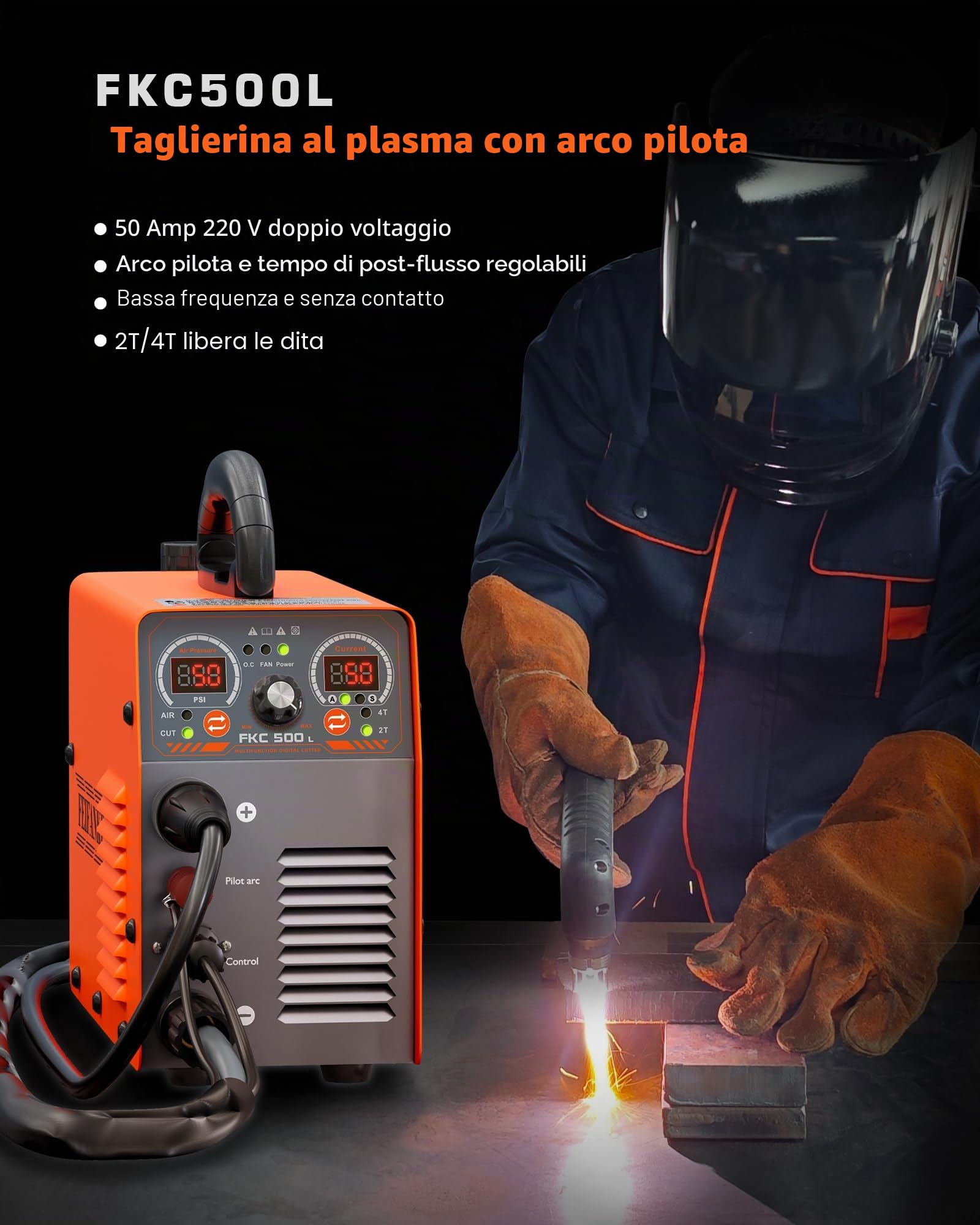 FEIFANKE 230V 50A Taglio Plasma Torcia Da Taglio A Bassa Frequenza IGBT 2T/4T Senza Contatto con Blow Back per Il Taglio Di Acciaio Inox Alluminio E Rame Spessore Massimo Di Taglio 25mm