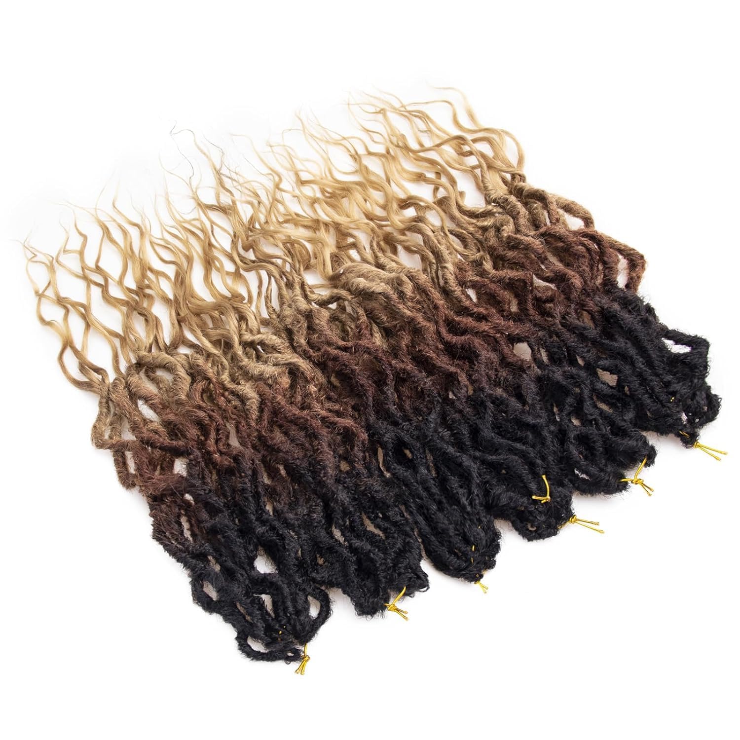 Faux Locs Crochet Hair For Women Soft Locs 24 Inch Goddess Crochet Hair Curly Ends Dreadlocks Boho Style Synthetic Braiding Hair Extensions(6 Packs,1b/30/27)