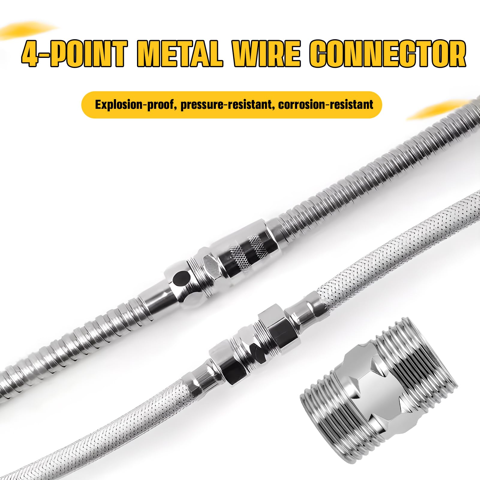 Conector Doble de Acero Inoxidable 1/2" para Manguera de Ducha, Adaptador Macho-Macho Hexagonal, Unión de Extensión