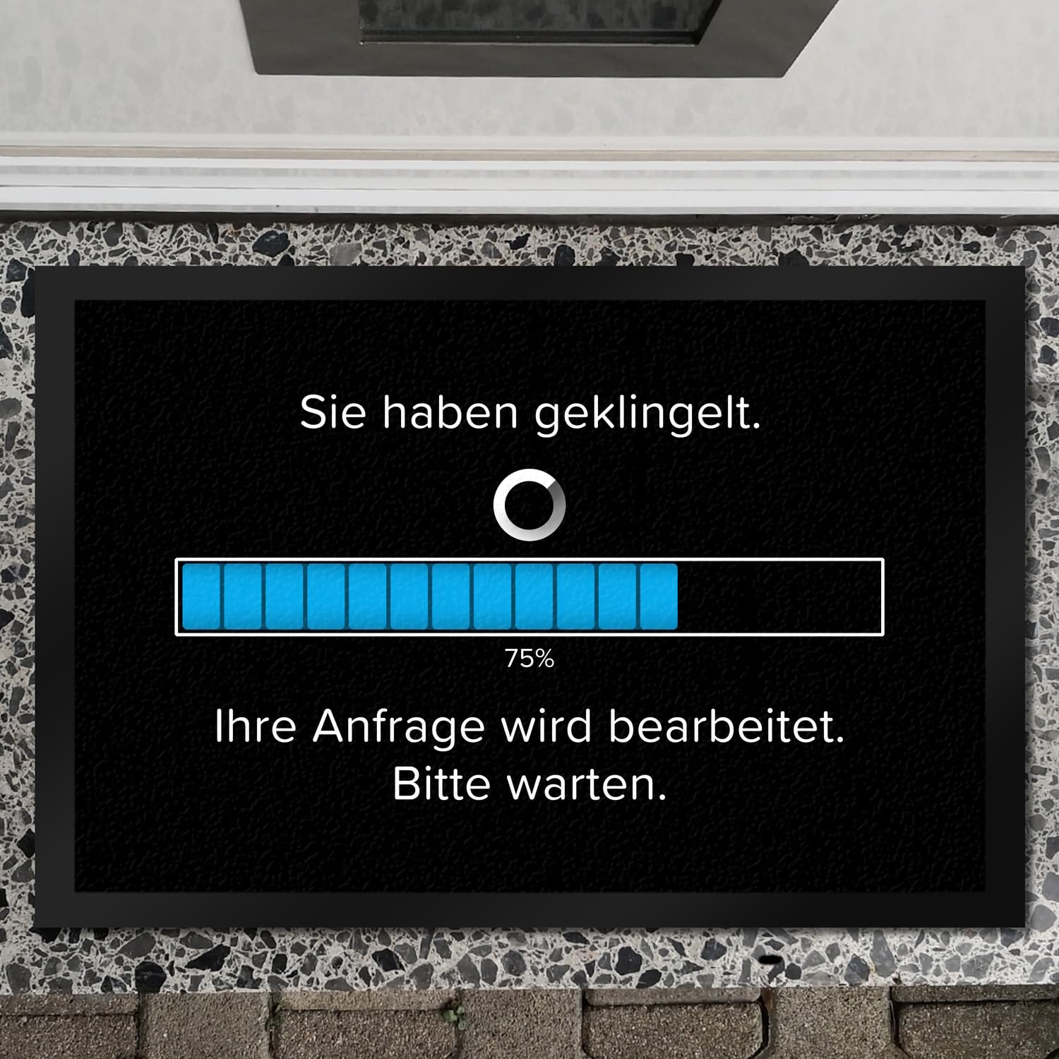 speecheese Sie haben geklingelt Fußmatte XXL in 50x75 cm mit Spruch Anfrage in Bearbeitung Bitte warten Witzige Fußmatte XXL in 50x75 cm für Informatiker - Humor Ladebalken Design