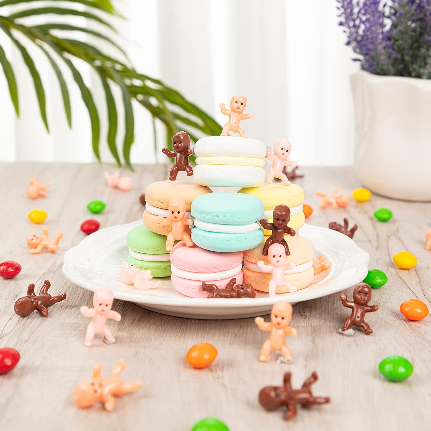 60 Pieces King Cake Baby, Mini Babies for Baby Shower, Tiny Plastic Babies for Ice Cube, Small Plastic Babies for Cake Game Party Decoration and Friends Spoof Toys (3 Colors)