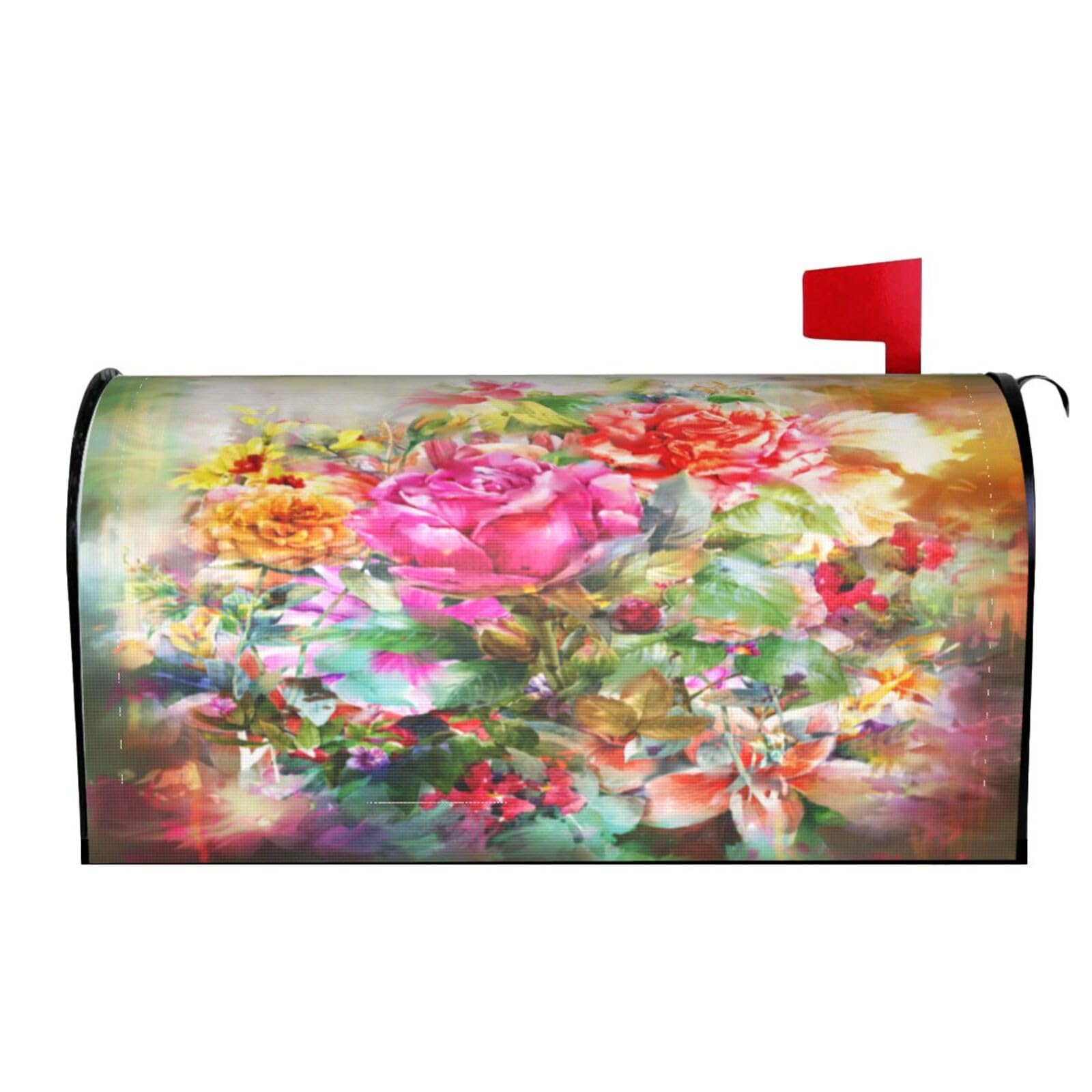 Flowers Watercolor Mailbox Covers Magnetic Wraps Post Letter Box Cover Garden Home Decor
