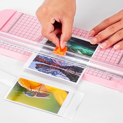 Miniatura 9 de WORKLION Cortador de papel recto para manualidades recortadora de papel rosa de 12 pulgadas con protección de seguridad y regla lateral, perfecto