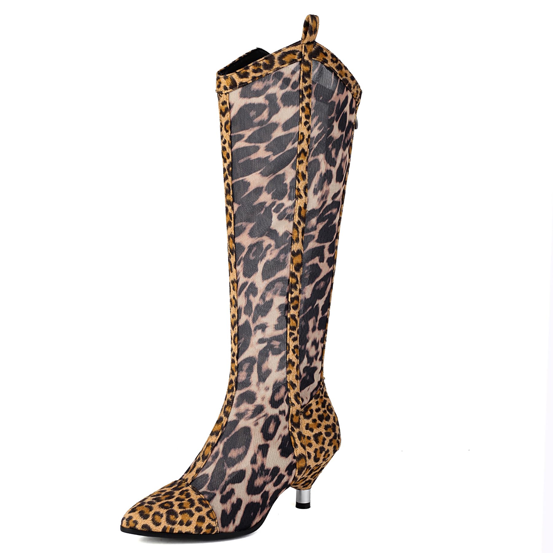 Gicoiz Women Kitten Heels Pointed Toe Summer Boots Mesh